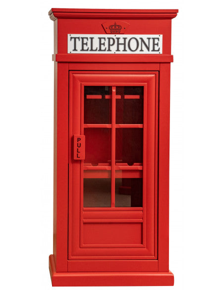 Cantinetta Portabottiglie in stile cabina telefonica inglese in legno