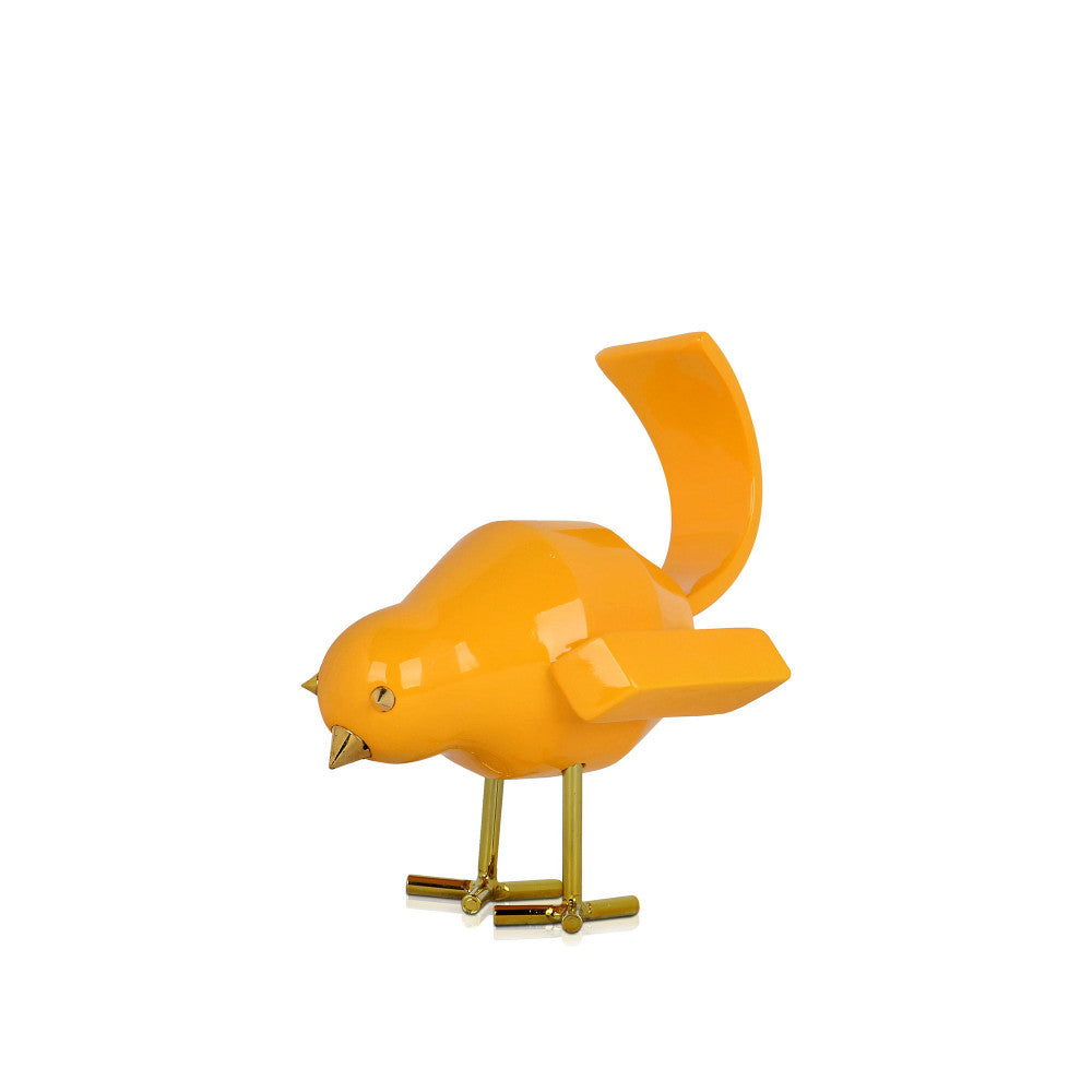 Uccellino giallo scultura in resina