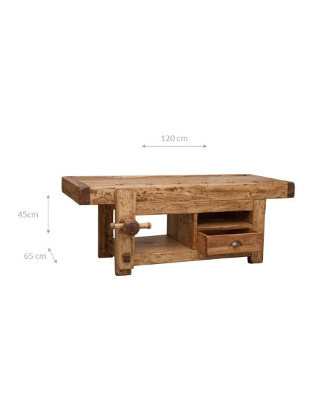 Tavolo in legno massello di tiglio finitura naturale L120XPR65XH45 cm. Made in Italy