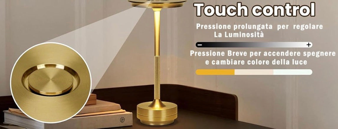 Un tocco d’oro sulla tua tavola – lampada LED ricaricabile dimmerabile