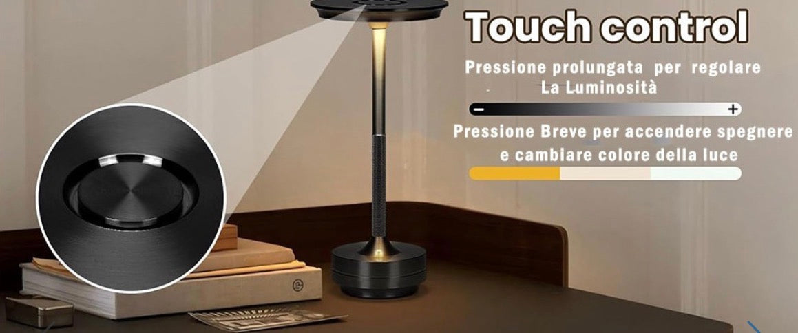 Black Edition – lampada da tavolo LED ricaricabile 3W dimmer touch